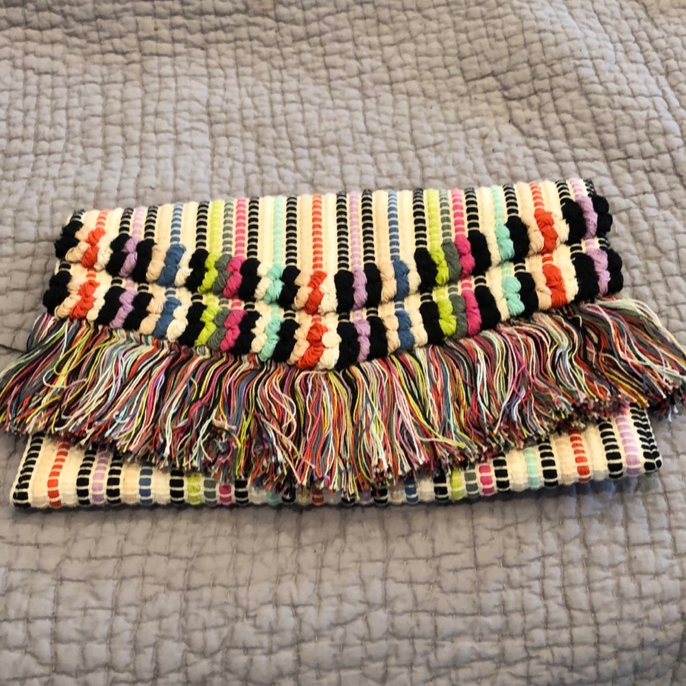 Stella & Dot woven multi colored clutch